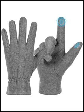 Wool Blend Full Finger Touchscreen Texting Winter Gloves for Men